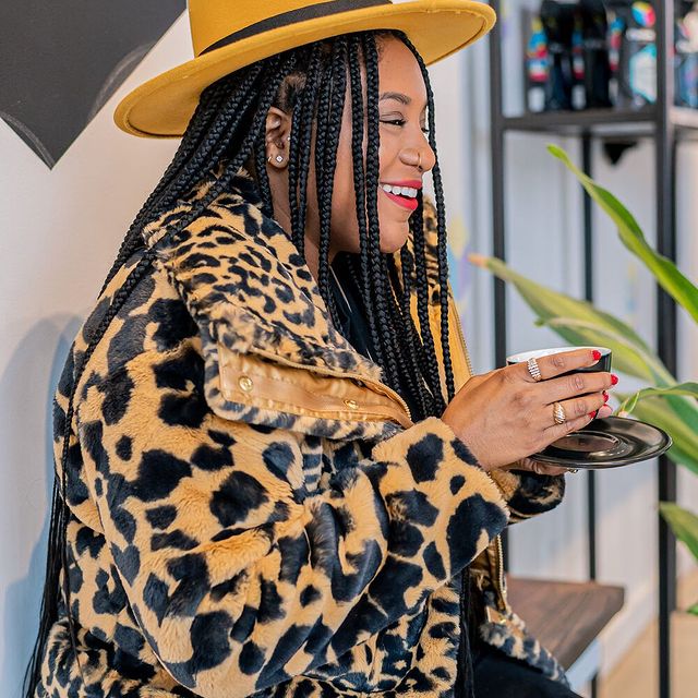 Drinking Coffee in a Chicago location